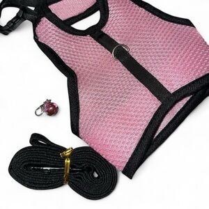 Pink and Black Mesh harness for rabbits